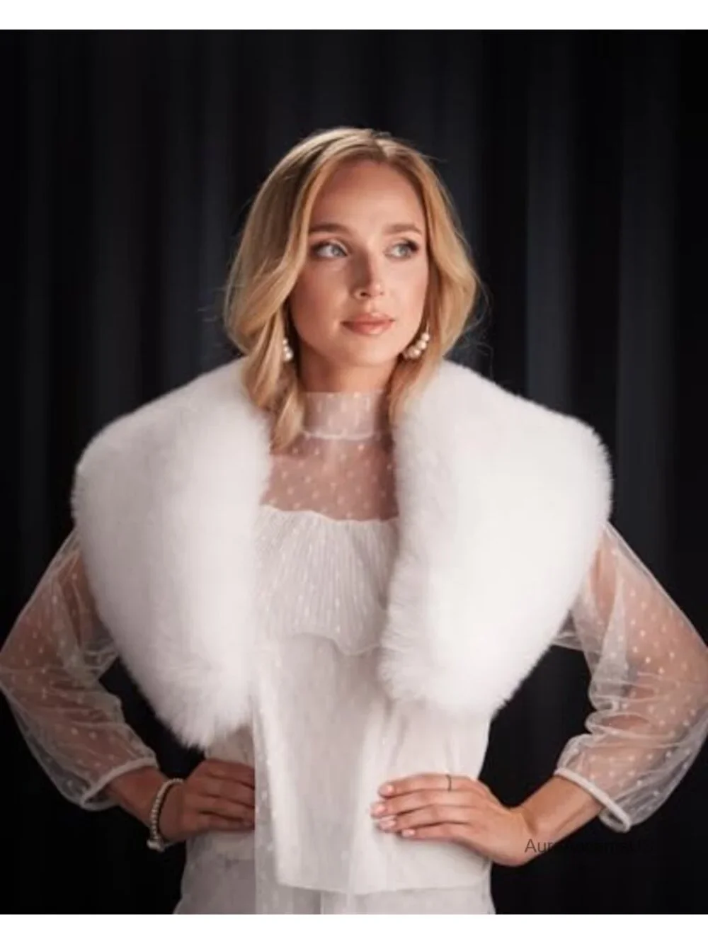Luxurious Faux Fur Collar Scarf Wrap, 100% Polyester, Warm Winter Accessory